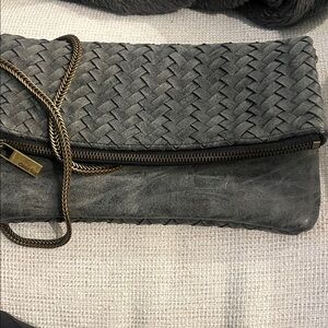 Dark Gray Woven Clutch